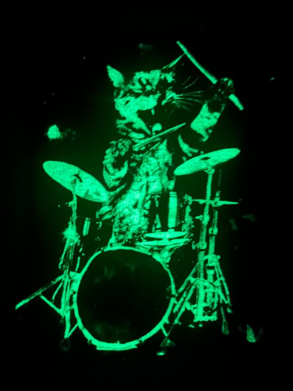 Kid’s Glow in the Dark Drummer Cat LS Tee